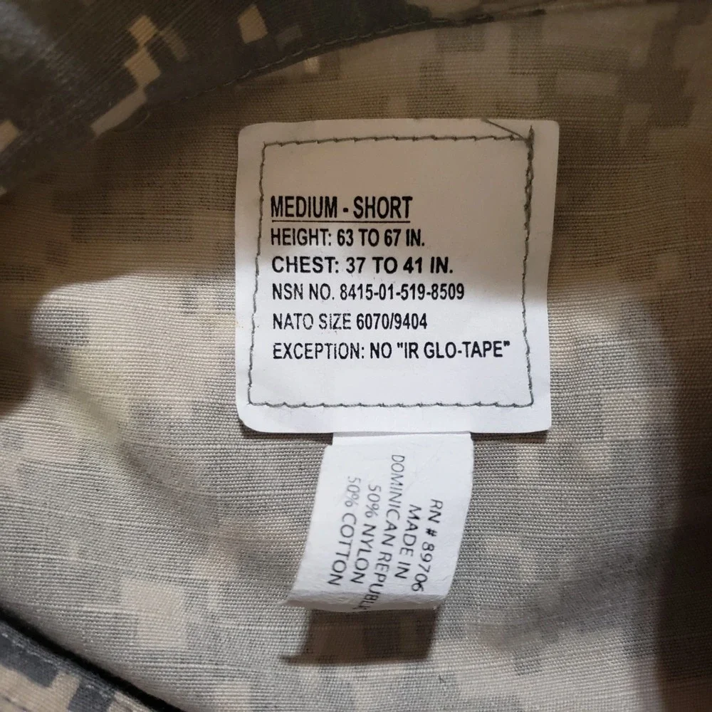 Army Combat‎ Uniform Jacket Medium Short ACU Digital Camo 8415-01-519-8509 USA
